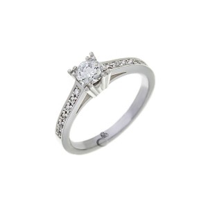Δαχτυλίδι Μονόπετρο με Διαμάντι 0,47 Ct , F , VS +0,08 Ct ( Πλαϊνές πέτρες)